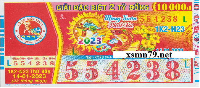 Ảnh chi tiết vé số Bình Phước