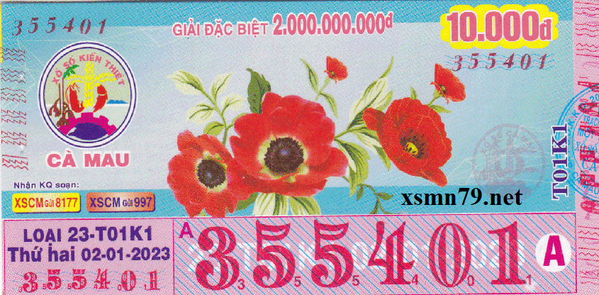 Ảnh chi tiết vé số Cà Mau