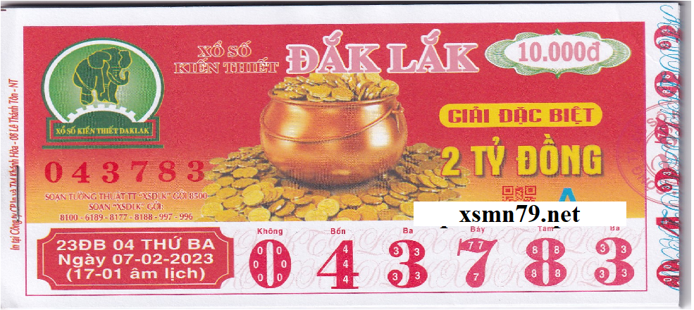 Hình ảnh chi tiết vé số Đắc Lắc