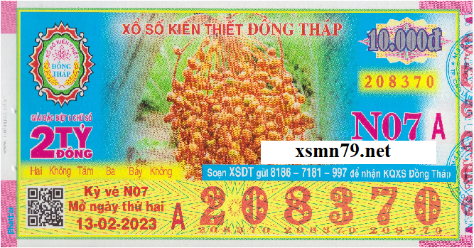 Ảnh chi tiết vé số Đồng Tháp