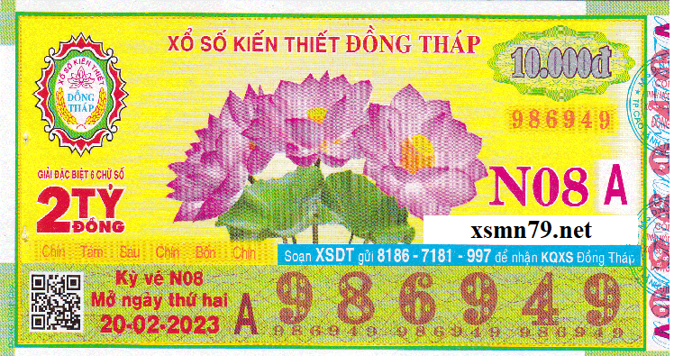 Ảnh chi tiết vé số Đồng Tháp