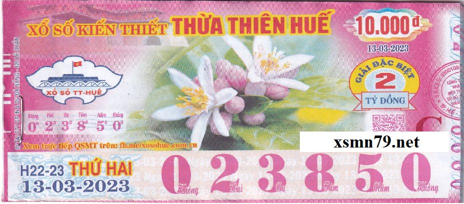 Ảnh chi tiết vé số Huế