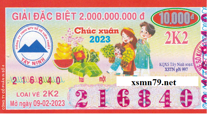 Ảnh chi tiết vé số Tây Ninh