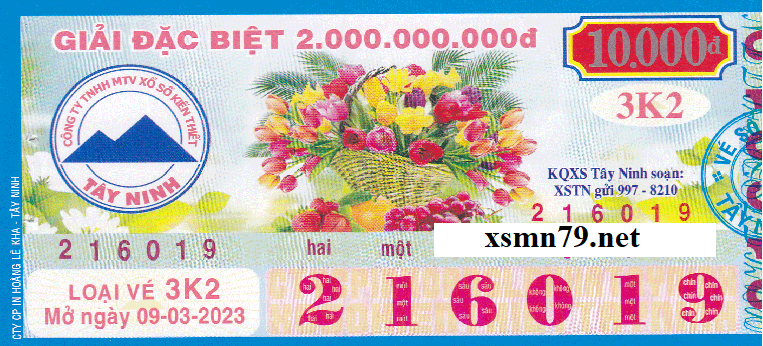 Ảnh chi tiết vé số Tây Ninh