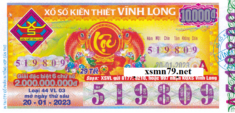 Ảnh chi tiết vé số Vĩnh Long